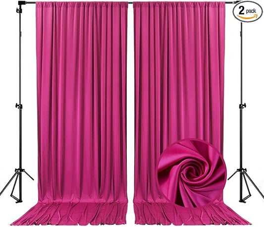 10 x 7 Feet Fuschia Backdrop Curtain for Partie, Background Curtains for Photoshoot, Birthday, Wedding, Halloween, Thanksgiving, Christmas, New Year Party Decorations 5Ft x 7Ft, 2 Panels