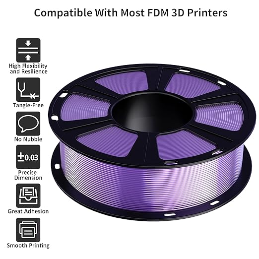 GIANTARM 3D Printer Filament, Silk Purple Pla Filament, 1Kg(2.2lbs) Spool, 1.75mm Dimension Accuracy +/- 0.03mm, 3D Printing Filament