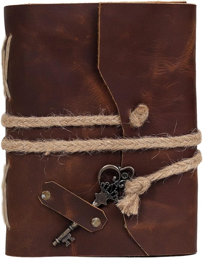 cuero C Vintage Leather Journal - Handmade Leather Bound journal with deckle edge paper for Men And Women Diary Notebook - Leather Sketchbook (7 inch)