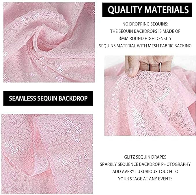 Pink Sequin Backdrop Curtains 1 Panel 10FTx10FT Glitter Pink Photo Backdrop Drapes Party Wedding Baby Shower Curtain Sparkle Photography Background