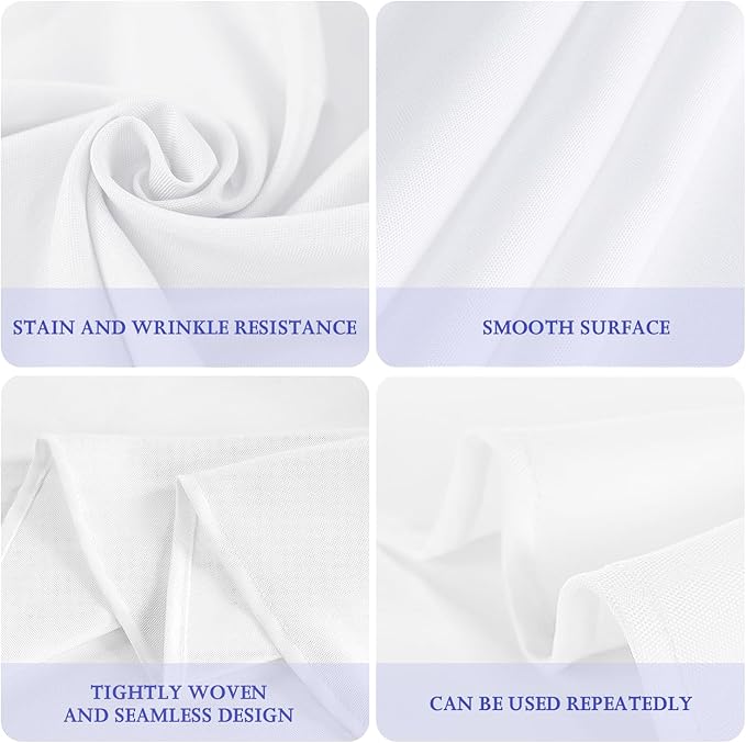 6 Pack White 90 Inch Round Tablecloths. Stain and Winkle Resistant Polyester Washable White Table Cloths for Parties Wedding Dining