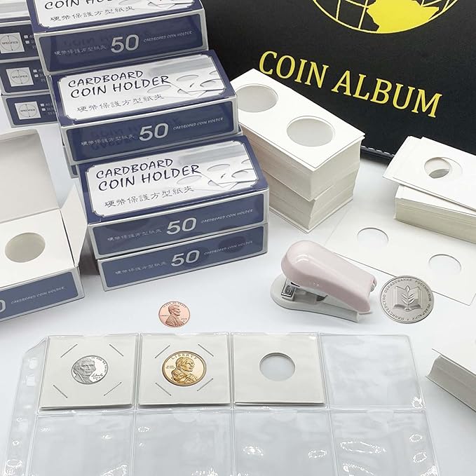 200 PCS Premium Cardboard Coin Flips 2 x 2 inch Coin Collection Supplies for Small Dollar, Mylar Coin Flips Coin Holders for Collectors (Small Dollar Coin Flips)