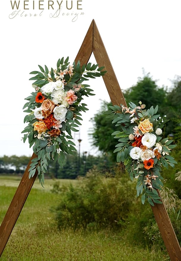 Artificial Wedding Arch Flowers Kit(Pack of 2) for Wedding Arch, Bridal Shower, Ceremony and Reception Backdrop Decoration (Caramel & White)