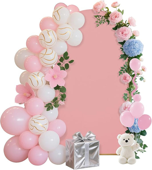 7.2FT Wedding Arch Covers Arch Backdrop Cover Arch Stand Covers Set Arch Cover Spandex Fabric Stretchy Backdrop for Wedding Birthday Party Decoration Baby Shower (Light Pink)