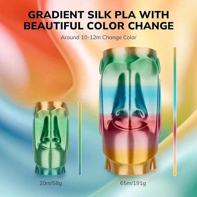 AMOLEN Silk PLA 3D Printer Filament, Shiny Multicolor Fusion Rainbow PLA Filament 1.75mm, Gradient Color Change PLA 3D Printing Filament for Most FDM 3D Printer, Green Blue Red Yellow, 1kg (2.2lbs)