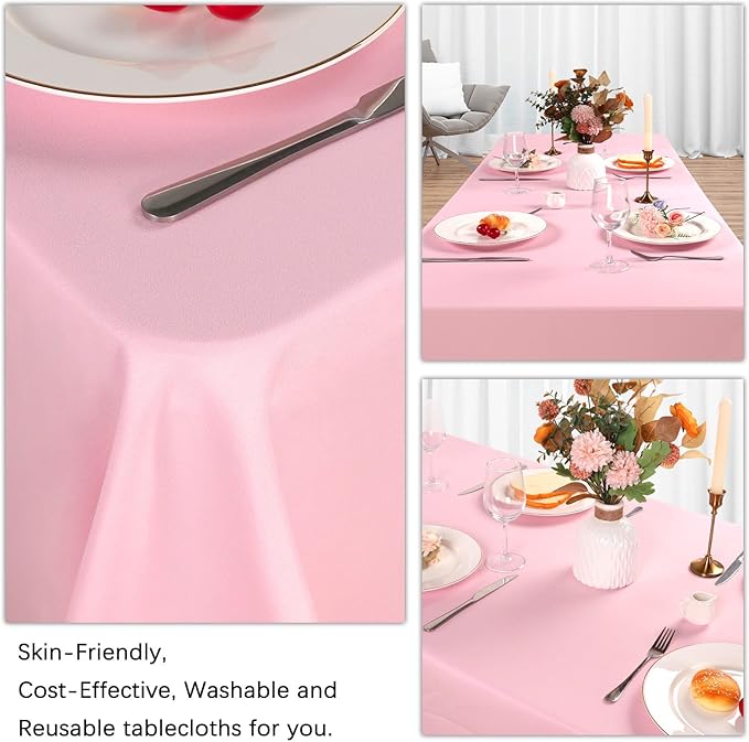 8 Pack Pink Tablecloth 60 x 126 Inch Rectangular Tablecloths for 8 Foot Rectangle Tables, Wrinkle Resistant Pink Table Cloth Washable Polyester Fabric Table Covers for Buffet Wedding Party Banquet
