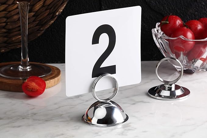 New Star Foodservice 23367 Split-Ring Style, Place Card/Table Number Holder, 2.5 x 2.33 Inch, Silver, Set of 12