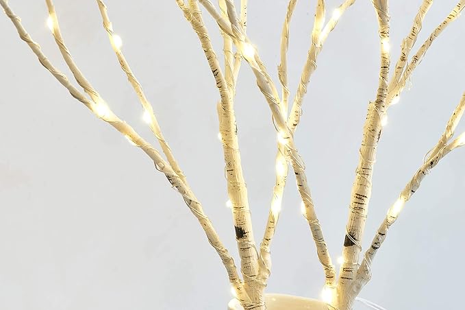 Fudios Lighted Birch Branches 18IN 70 White Willow LED with Timer Battery Operated for Christmas Party Wedding Decoration Twig Lights Outdoor