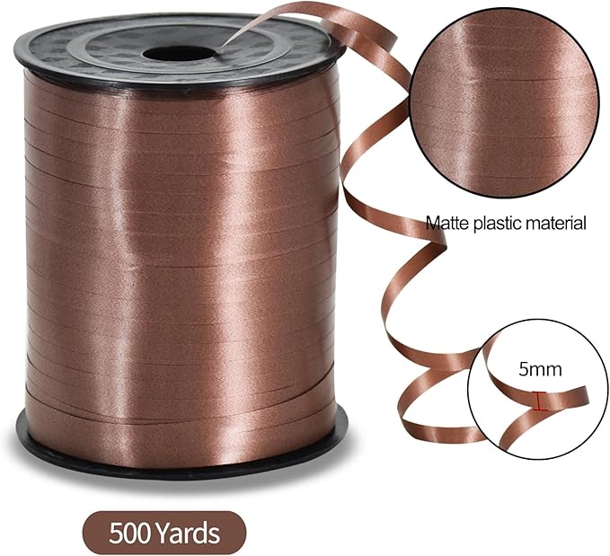TONIFUL 500 Yards Curling Ribbon-Balloon Ribbon-Balloon String for Art&Craft Decor,Gift Wrapping,Ribbons and Bows for Thanksgiving kChristmas New Year Birthday Gifts Graduation Supplies (Brown)