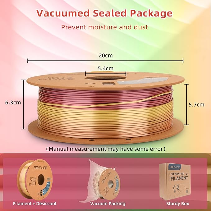 Silk PLA 3D Printer Filament 1.75mm Silk Shiny Fast Gradient Color Change Rainbow Multicolor PLA Filament 1kg (2.2lbs) /Spool for FDM 3D Printers-Tulipa