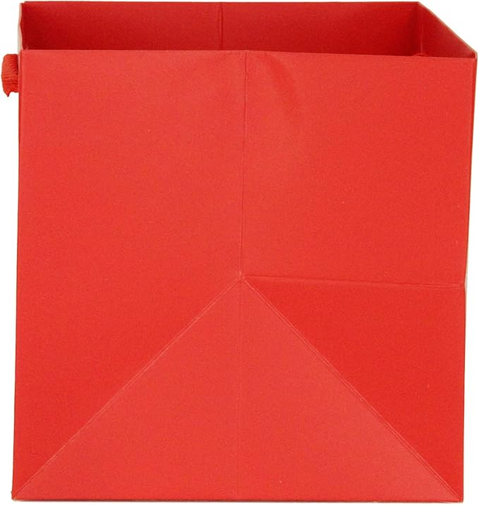Red Paper Gift Bag Small Square Bottom Paper Bags With Handles (Red, 6 x 6 x 6 in, 10 Pcs)