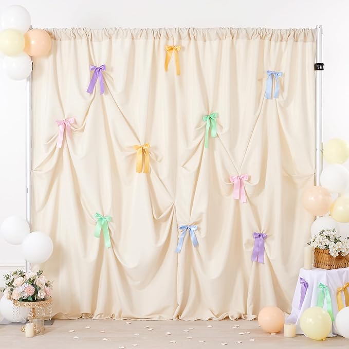 Ivory Backdrop Curtain: 5.8×8ft Backdrop Solid Color Wrinkle Resistant Background - Bridal Shower Wedding Graduation Ceremony Decoration