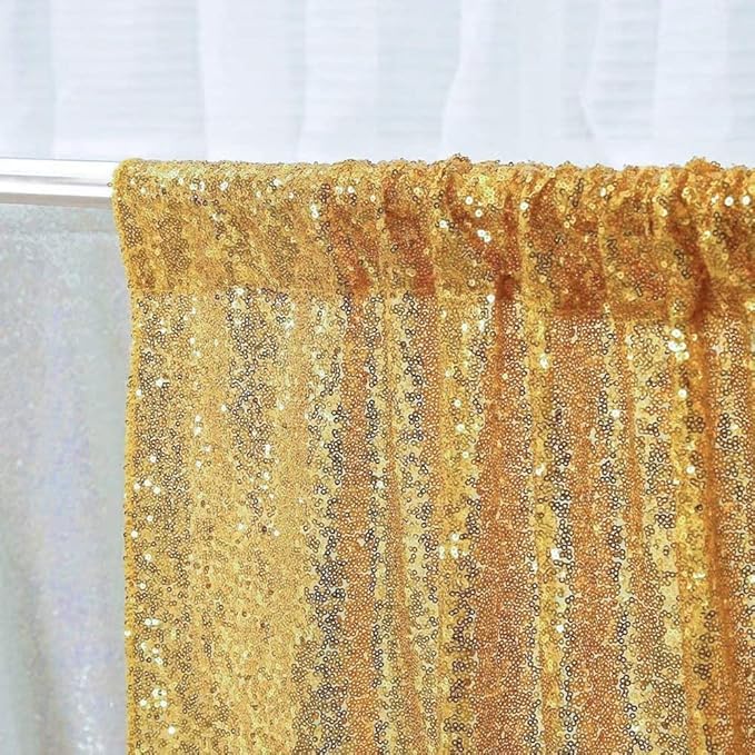 SquarePie Sequin Backdrop Gold 7FT x 7FT Background for Wedding Party