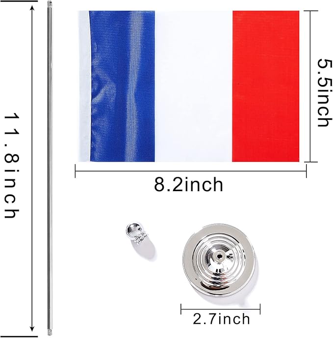 ZXvZYT 2 Pack France flag French Table Flag Small Mini French Desk Flags With Stand Base,International Festival Events Celebration Decorate,Home office Decorations