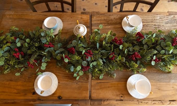 6.3FT Christmas 144 Branch Tips Cedar Garlands, Anna's Whimsy Artificial Pine Cypress Greenery Garland, Decorations Holiday Indoor Outdoor Christmas Decor Winter Garland