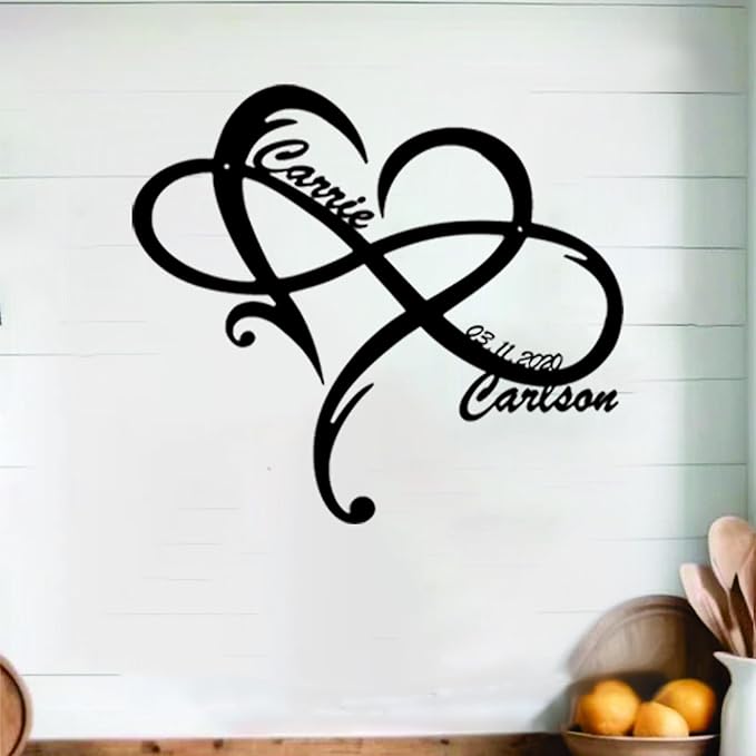 NAZENTI Personalized Metal Sign Infinity Heart Gift For Couple, Wedding Gift, Family Name Sign, Outdoor Name, Anniversary, Home Decor, Front Door
