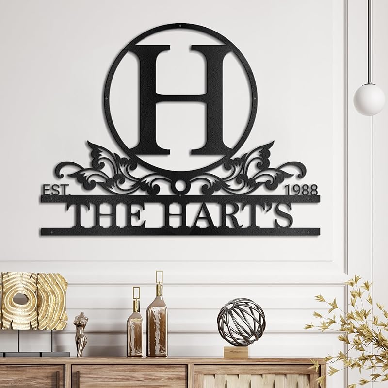 Custom Metal Name Sign Metal Wall Art Split Letter Monogram Wall Art Personalized Wedding Gift Fire Pit Outdoor Decor Cabin Sign