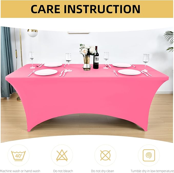 2-Pack 4ft Spandex Table Covers for Rectangular Folding Tables - Wrinkle Resistant Stretch Tight Table Cloths - Ultimate Fitted Table Protector for Parties, Banquet, and Wedding