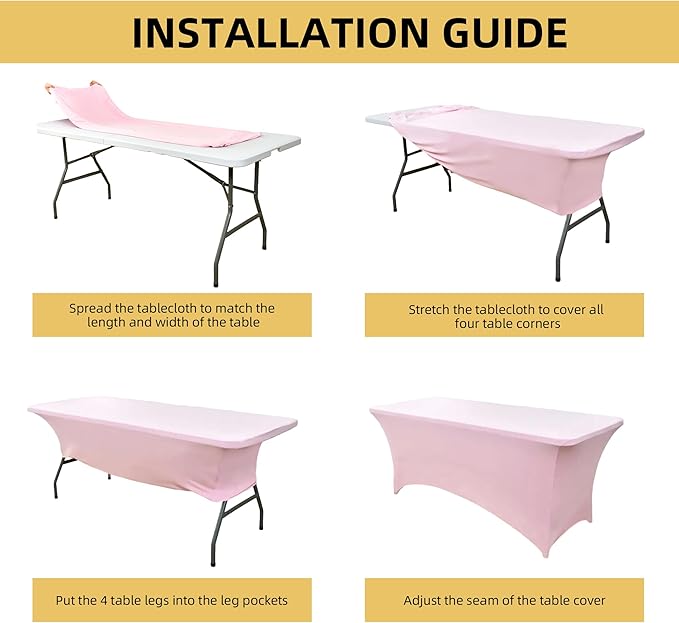 2-Pack 8ft Spandex Table Covers for Rectangle Folding Tables - Washable Elastic Tablecloth - Ultimate Fitted Table Protector for Birthday Parties, Trade Shows, Banquet