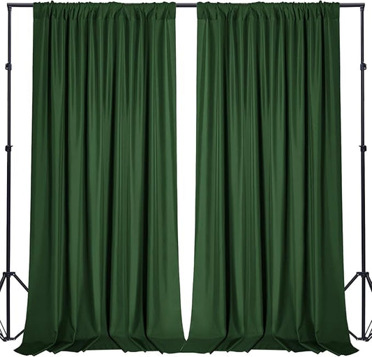 Sugargirl 10x10FT Green Backdrop Curtains Polyester Photo Backdrop Drapes Curtains 2 Panels with Rod Pockets for Party Birthday Wedding Photography Home Decoration