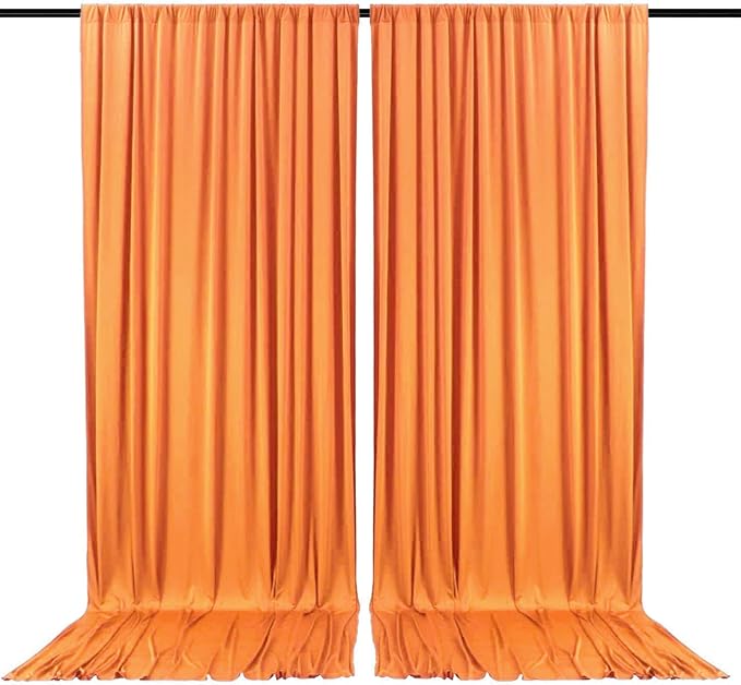 2 Panels Orange Yellow Backdrop Curtain, 10 x 10 Feet Satin Background Curtains for Parties, Weddings, Baby Showers, Halloween, Christmas Birthday Party Photoshoot Backdrop Curtains Decorations