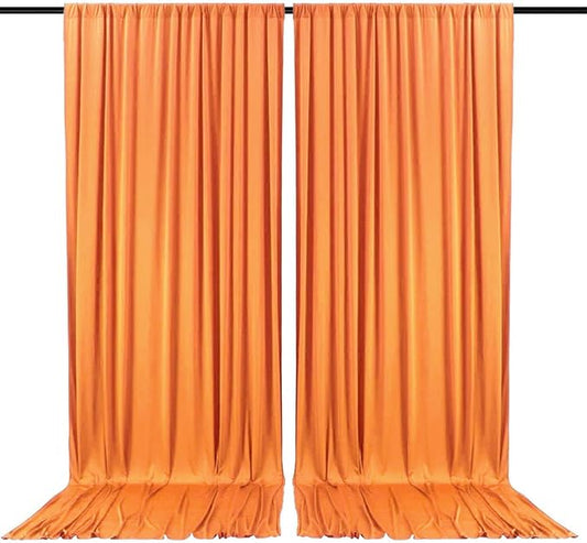 2 Panels Orange Yellow Backdrop Curtain, 10 x 10 Feet Satin Background Curtains for Parties, Weddings, Baby Showers, Halloween, Christmas Birthday Party Photoshoot Backdrop Curtains Decorations