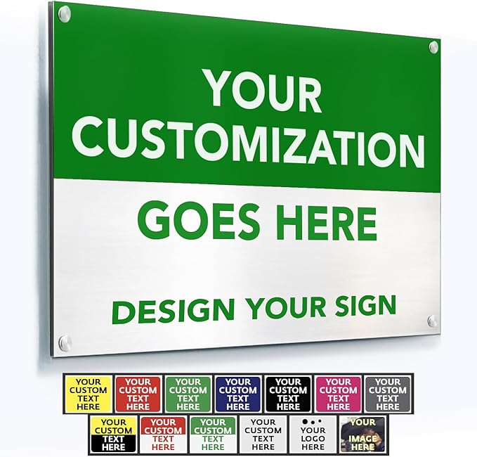 Custom Outdoor Metal Sign - Personalized Aluminum Safety and Business Sign, Waterproof (Green & White, 14x10 In)