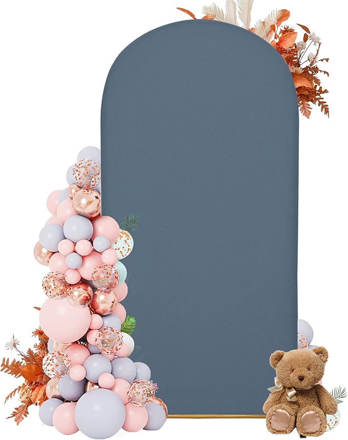 6.6FT Wedding Arch Covers Arch Backdrop Cover Arch Stand Covers Set Arch Cover Spandex Fabric Stretchy Backdrop for Wedding Birthday Party Decoration Baby Shower (Dusty Blue)