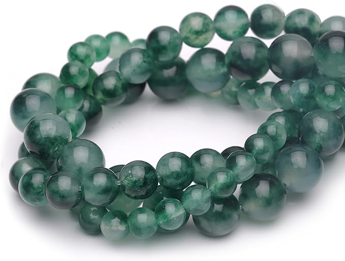 10mm Natural Stone Beads for Jewelry Making,Flower Jade Polished Smooth Round Gemstone Beads for Bracelet Necklace 15 Inch