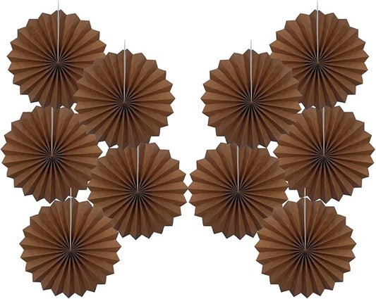 Brown Party Decorations,Brown Wedding Decorations for Party Events Accessories,Brown Birthday Decorations,Boho Party Decoration,Fall Decorations 8in Hanging Paper Fans 30 Color DIY Set(Brown)