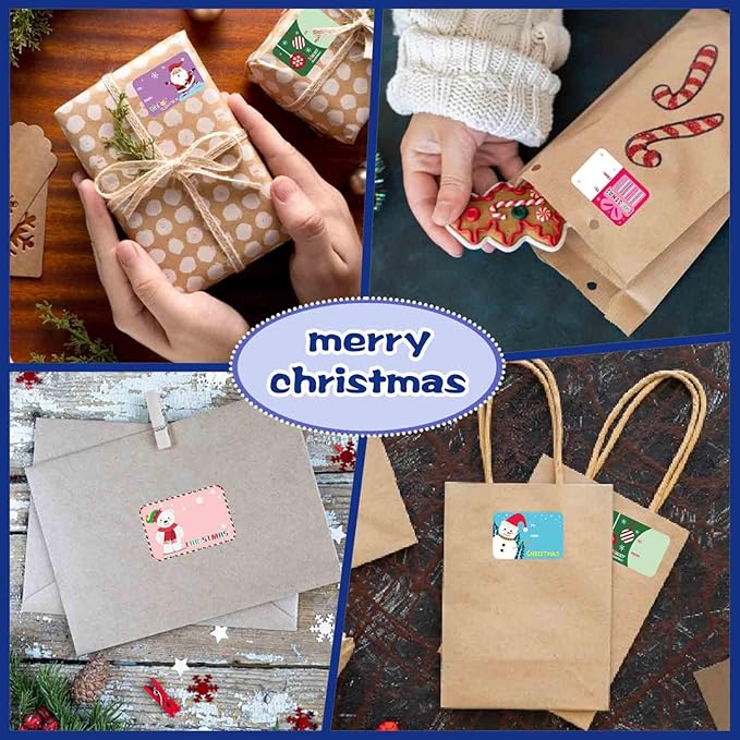 300PCS Christmas Name Tags Stickers, Self-Adhesive Christmas Gift Tags Stickers for Gifts Wrappings Christmas Gift Labels Stickers for Presents Boxes Bags Envelopes Holiday Decoration