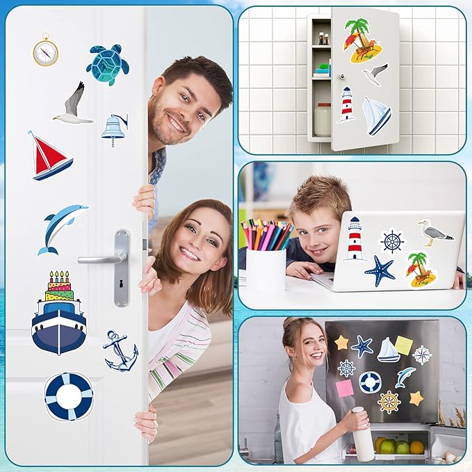 Xuhal 25 Pcs Birthday Cruise Door Magnets Decorations Funny Cruise Ship Door Magnets Magnetic Reusable Magnet for Happy Birthday Cabin Ship Carnival Refrigerator Office Car Accessories