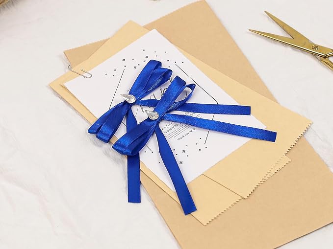 Royal Blue Satin Ribbon 3/8 inch X Continuous 50 Yards, Single Face Polyester Ribbon Perfect for Gift Wrapping, Flower Bouquet, Wedding Decor, Crafts, Bow Making, Sewing and More