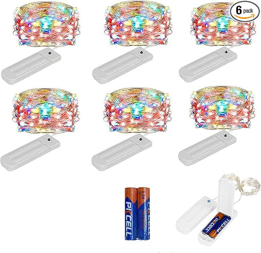 ZNYCYE 50 LED Fairy Lights with Timer, 6 Pack 8.2 Ft 8 Modes Battery Operated String Lights, Multi-Color for DIY Wedding Bedroom Mason Jar Vases Table Party Christmas Decoration