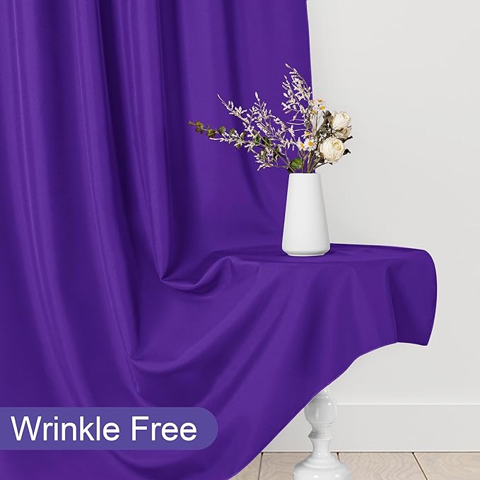 DWCN 10x8 FT Purple Backdrop Curtains for Parties, Photography Backdrop Drapes with Rod Pockets for Wedding Decorations Stage Birthday Family Gatherings, 2 Panels 5ft x 8ft
