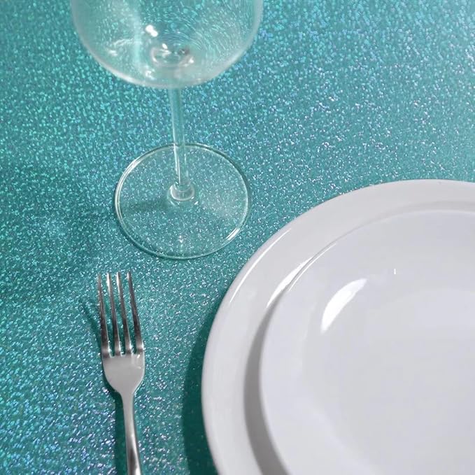 Fitable Sequin Tablecloth for Parties 60x84 Inch - Sparkle Glitter Table Cloth Laser Rectangle Overlay for Wedding Baby Shower Ceremony Birthday Holiday Banquet Decor, Teal
