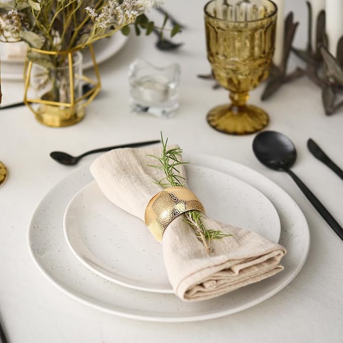 Lallisa 100 Pcs Gold Napkin Rings Metal Napkin Ring Holders for Cloth Table Decorations for Wedding Anniversary Birthday Dinners Party of Table Setting (Classic)