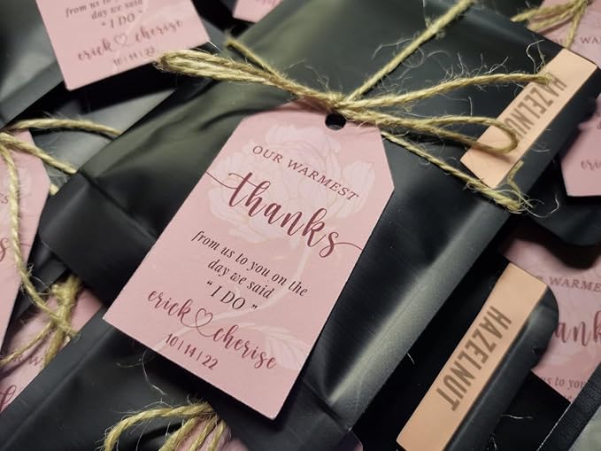 Personalized Gift Tags, Thank You Tags for Wedding Birthday Business Party Favors, Custom Hang Tags with Your Text and String, 2 X 3.75 Inch (Wreath Pattern 5)