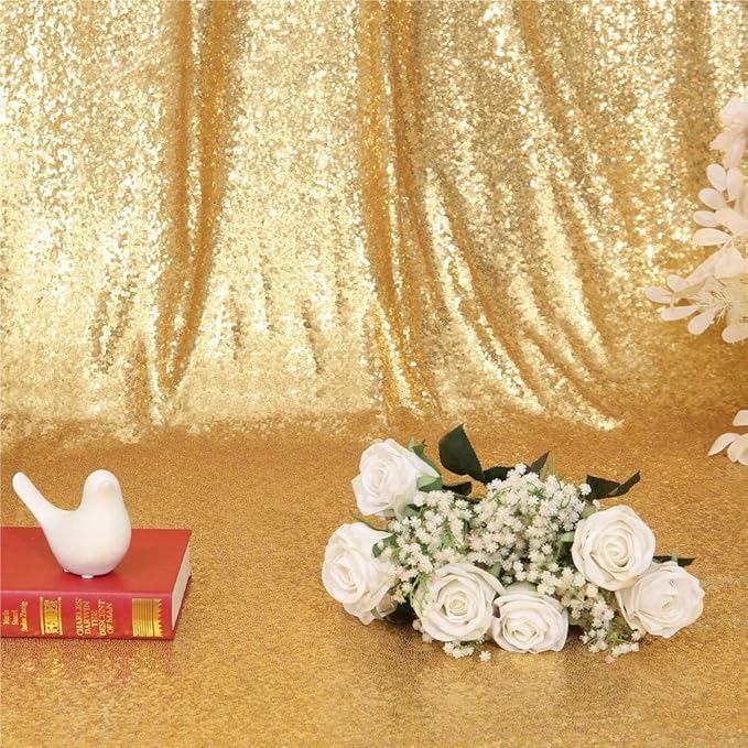Eternal Beauty Gold Sequin Backdrop, 20x10 Ft Glitter Background Curtains for Shimmer Photography Party Wedding Birthday Back Drop Decor