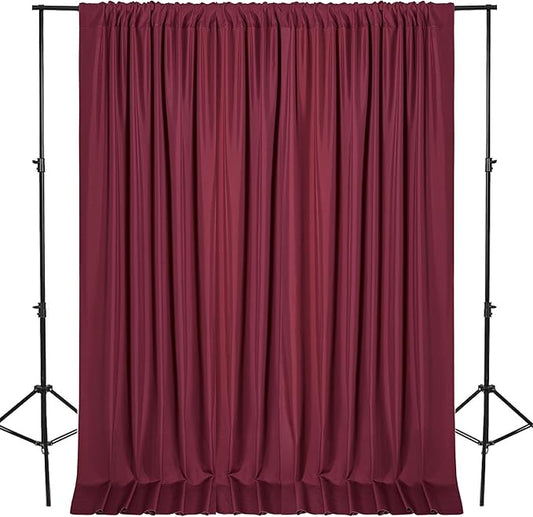 DWCN 10x10 FT Burgundy Backdrop Curtains for Parties, Photography Backdrop Drapes with Rod Pockets for Wedding Decorations Stage Birthday Family Gatherings, 2 Panels 5ft x 10ft
