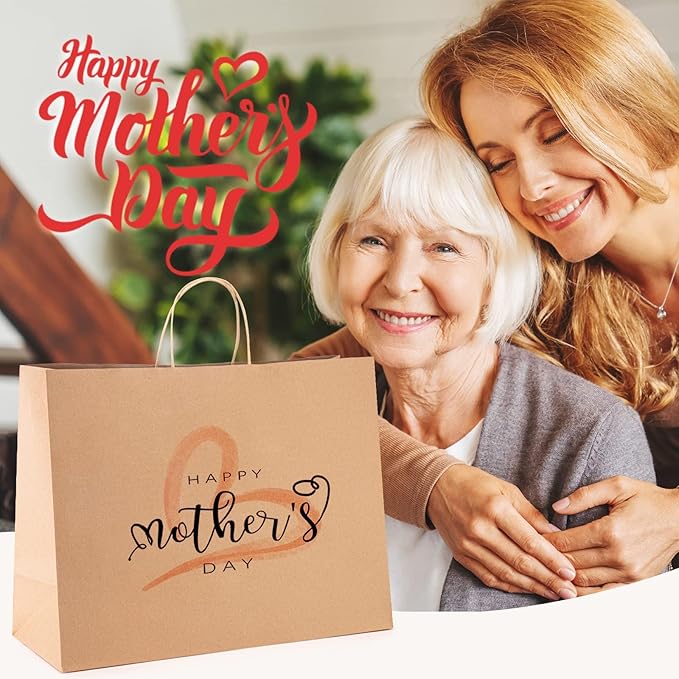 MESHA Kraft Paper Bags 16X6X12 Brown Large Gift Bags with Handles Bulk,300 Pcs for Small Business,Birthday Wedding Party Favor Bag,Paper Shopping Bag