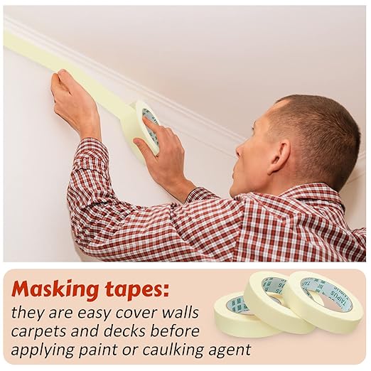 Masking Tape Bulk General Purpose Masking Painting Tape 55 Yards for Painting Home Office School Stationery Arts Crafts Basic Use, Easy Removal(30 Rolls,1 Inch)