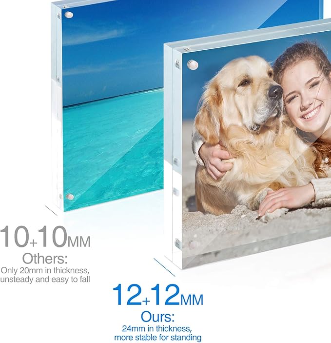 TWING Acrylic Frame 4x6,Magnet Double Sided Picture Frame,12 + 12MM Plexiglass Clear Picture Frames Desktop Acrylic Photo Frame 6 by 4,Gifts Ideal