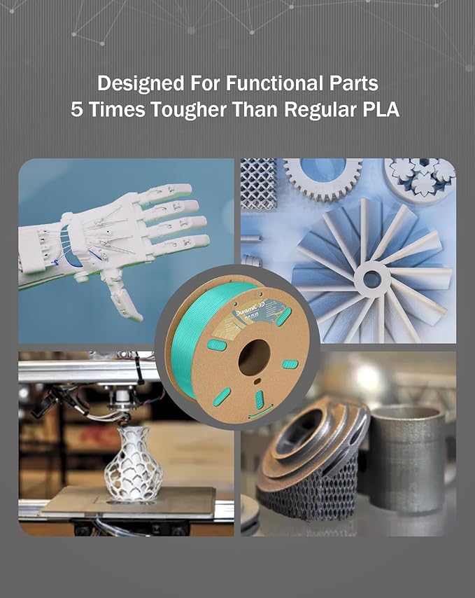 DURAMIC 3D PLA+ Filament 1.75mm 1Kg Cyanblue, PLA Plus Filament 1Kg Spool(2.2lbs) Tougher and Stronger, Dimensional Accuracy Probability +/- 0.02mm