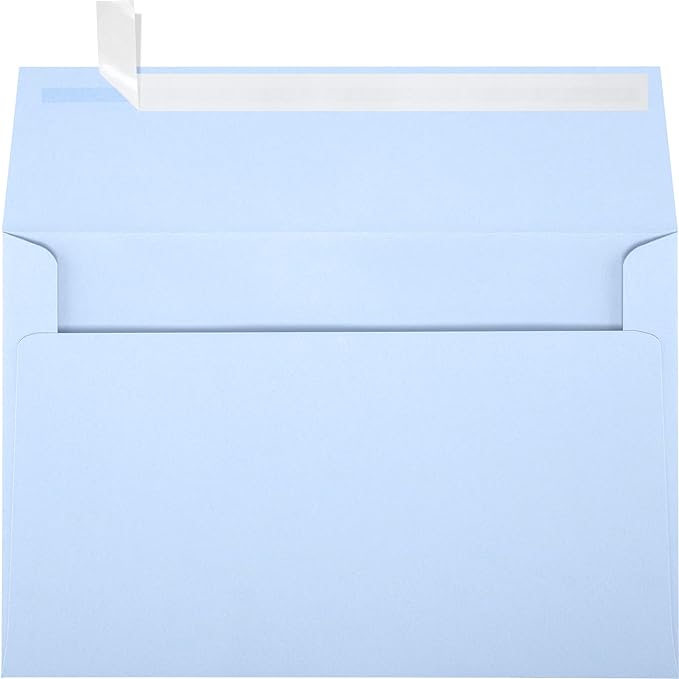 LUXPaper A9 Invitation Envelopes | Peel & Press | 5 3/4" x 8 3/4" | Baby Blue | 80lb. Text | 50 Qty