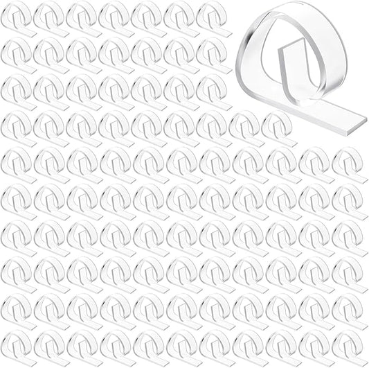 120 Pieces Transparent Clear Plastic Tablecloth Clips, Windproof Picnic Table Skirting Clamps Ideal for Outdoor Camping Picnic Christmas Weddings Banquets Graduation Parties (e Shape)