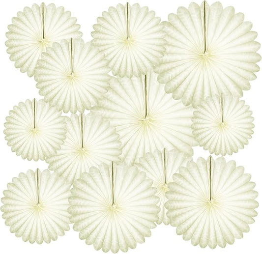 20 Pcs Cream White Hanging Paper Fan, Hanging Honeycomb Round Paper Fans for Weddings, Birthdays, Christmas, Baby Showers, Classroom, Events Ceiling Party Supplies Decorations