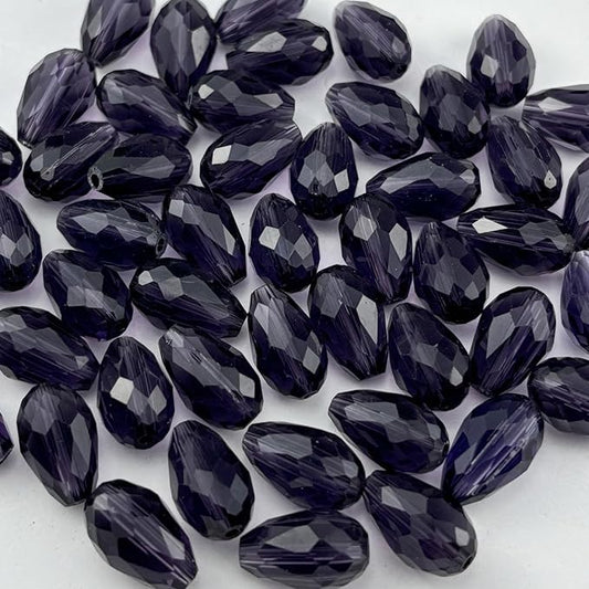 100pcs 8x12mm Teardrop Crystal Glass Beads for Jewelry Making, Faceted Vertical Hole Teardrop Glass Spacer Beads for Wind Chimes Bracelet Earring Necklace DIY Craft(Violet)