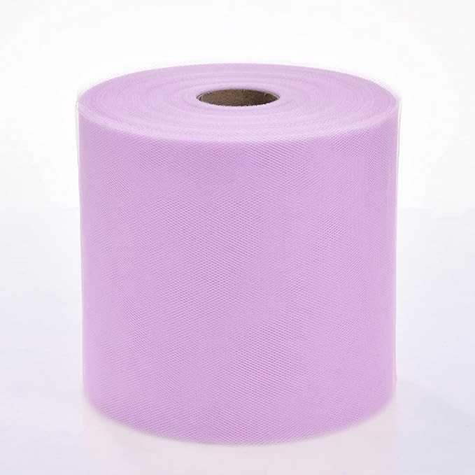 Tulle Fabric Roll, 6” by 200 Yards (600FT) Tulle Organza Fabric Spool for DIY Tutu Skirt Baby Shower Decor Wedding Backdrop Crafts Birthday Party Supplies(Lilac)