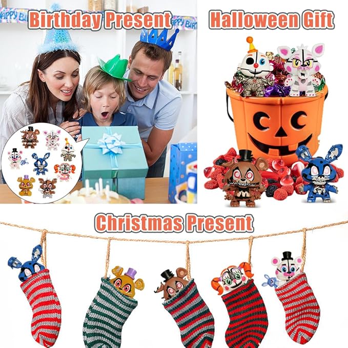 lasama Action Figures, 8Pcs Game Figurines Toys with 50PCS Sticker for Video Games Fans, 2.6 Inch Collectible Playset for Boys and Girls for Cake Toppers Decorations
